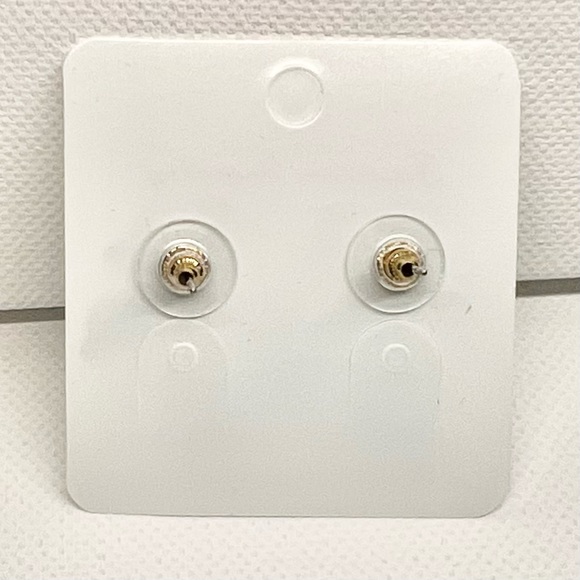 Flower Statement Earrings Blue Gold Studs Boho Chic Alloy NWT - Picture 4 of 4